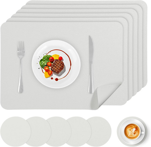 Faux leather placemats set - faux,