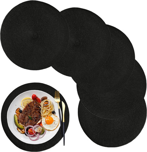 Round braided placemats set - round, of